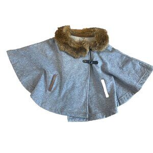Tahari baby gray Cape sz 18M Faux Fur Trim Coat Jacket Toddler Girls